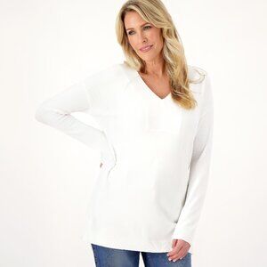 Barefoot Dreams CozyChic Ultra Lite V-Neck Tunic Sea Salt L